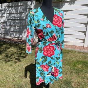 Leota Teal Cross Over Dress